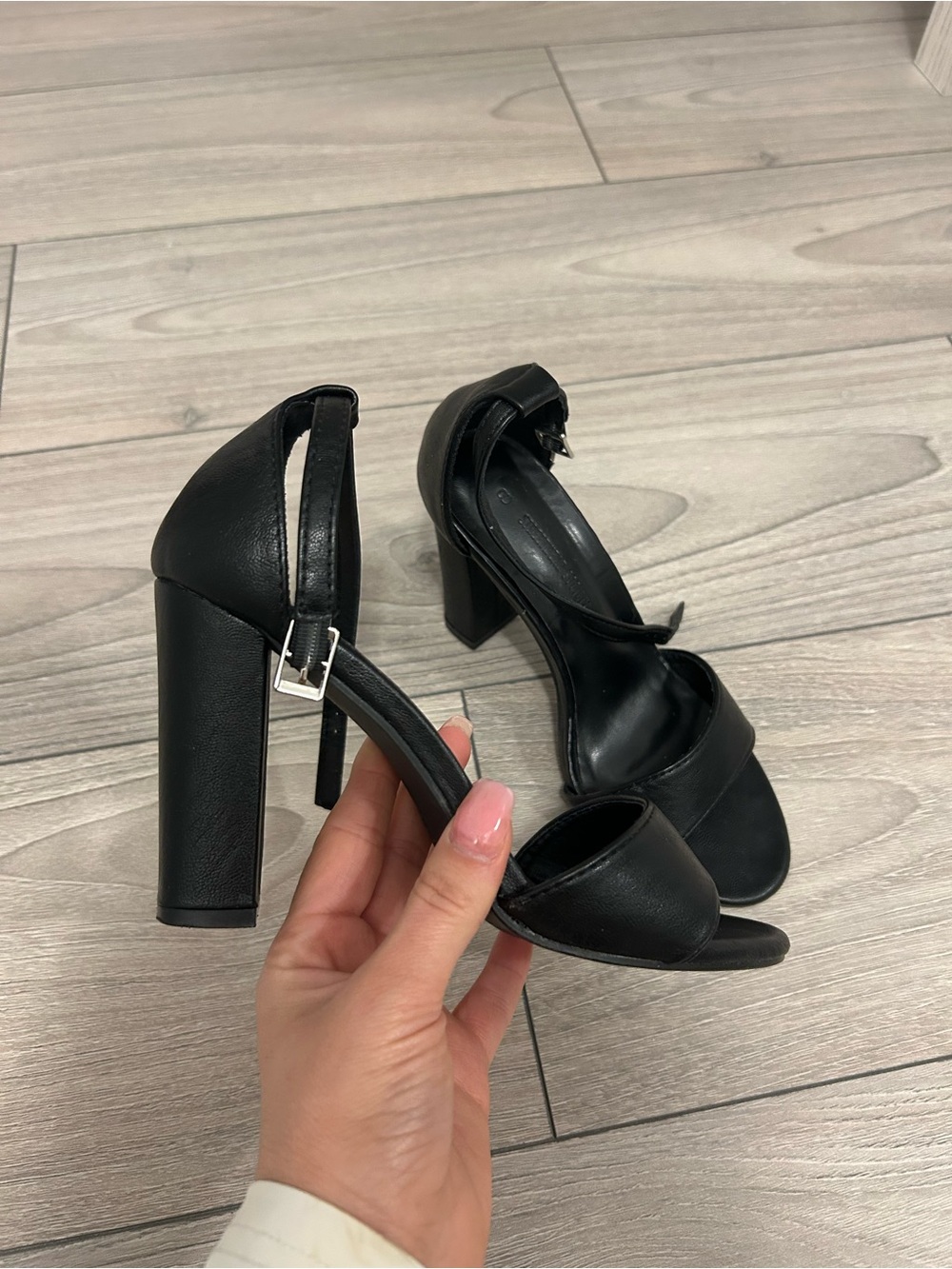 Streetwear Society Black Block Heel Ankle Strap Sandals